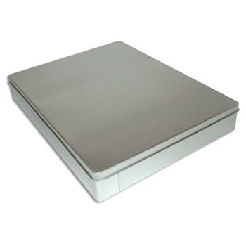 12" x 9" x 1 3/4" Large Silver Deep Presentation Folder Hinged Rectangle Metal Tin Box for Storage or Gift