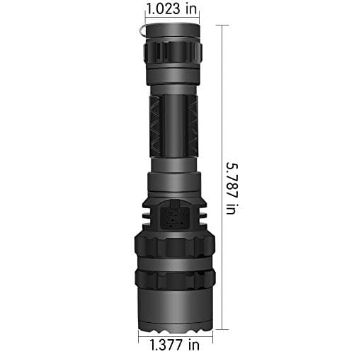 Tactical Flashlight JT10 1200 Lumen Black LED Light with Offset Rail Mount, 2 Modes Pressure Switch Included