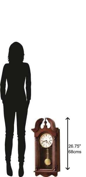 Howard Miller Arbela Wall Clock II 549-504 – Windsor Cherry Finish, Swan Neck Pediment, Vintage Home Decor, Brass-Finished Pendulum, Key-Wound, Single-Chime Movement