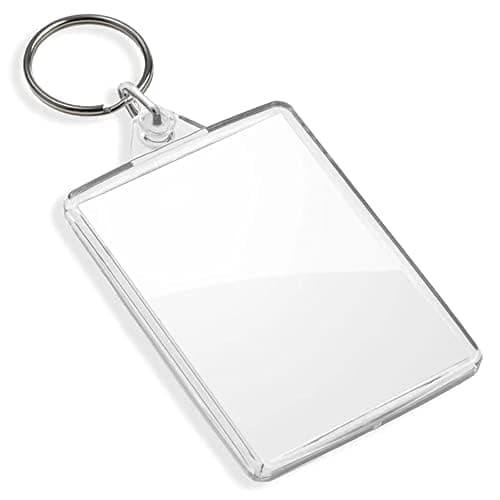 DSL Blank Photo Insert Keychains - 50x35mm - Translucent Clear Acrylic Key Rings for Double - Sided Photos - Small Picture Frames for Family, Friends, Gifts & Craft (30)