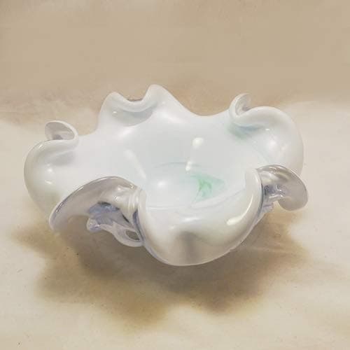 Large Crystal/White Murano Glass Bowl
