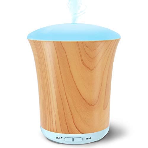 LUSCREAL Essential Oil Diffuser Set Woodgrain, 200ml Aromatherapy Diffusers for Essential Oils and Humidifiers with Adjustable Cool Mist Mode, Auto Shut-off, 8 Colors Light for Office Hom Gift Idea