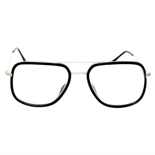 Silver Kartz Unisex Adult Rectangular Sunglasses Silver Frame, Transparent Lens. (Free Size)