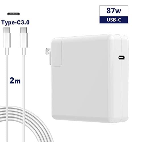 87W USB-C Power Adapter, Type C PD Wall Charger Fast Charging, Compatible MacBook Charger 87W MNF82LL/A, 61W MNF72LL/A, 29W MJ262LL/A (6.5Ft USB-C Cable Included) (White)