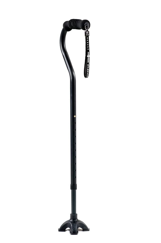 Black Self-Standing Cane with Comfortable Soft Grip & Stylish Rhinestones Strap