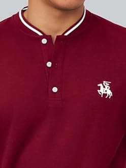 Lymio Men Regular Fit T-Shirt (Polo-06-10-White + Maroon-L)