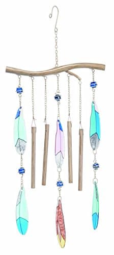 Transpac A1081 Metal/Glass Feather Wind Chime
