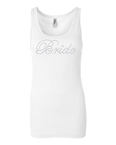 Bride Rhinestone Longer Length Tank (Large, White)