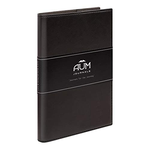 Aum Journals A6 Refillable Journal - Small Leather Pocket Journal Notebook - 164 RULED, Eco Friendly Pages Pros - Black