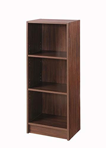 Timber Art Design 3 Tier Open Bookcase Storage Floor Mount Industrial Rack Display Shelving Organiser Cubes Unit For Living Room, Office, Study Room Furniture With Walnut Effect - 40 x 106 x 30 cm