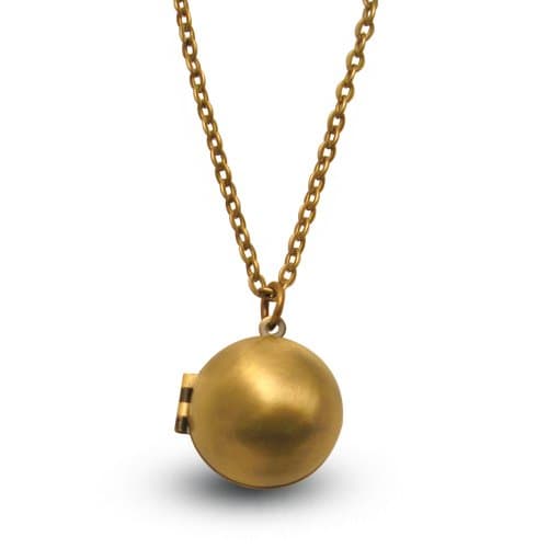 Brass Ball Locket with Secret Message - 28" Chain