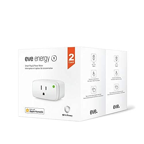 EveEnergy 2 Pack - Smart Plug & Power Meter with built-in Schedules, switch a connected lamp or device on & off, voice control, no bridge, Bluetooth Low Energy, Apple HomeKit, Bluetooth, Thread
