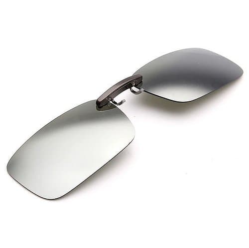 SUPERIOR SILVER MIRRORED CLIP ON SUNGLASSES WITH CASE
