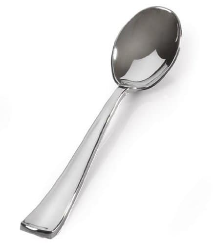 Disposable Silver Teaspoons - 24 Count Silver Plastic Spoons