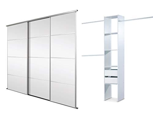 Spacepro Sliding Wardrobe Doors, Silver Frame Mirror, 226cm x 269.2cm