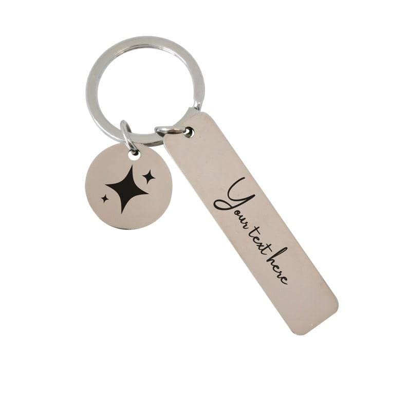 Custom Text Keychain - Personalized Engraved Metal Bar Keyring - Customized Gift for Her