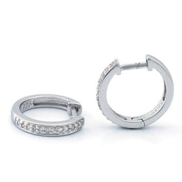 Sterling Silver Diamond Hoop Earrings