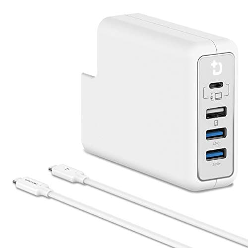 61W USB Charger for MacBook Pro, DockCase P1 USB 3.0 Hub PD Charger with Multi USB Port Charging Station with Cable Quick Charge 3.0 USB-C Docking Station for New MacBook Pro 13 inches 2018