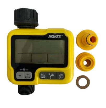 Digital Water Timer, LCD Display, 2 Hose Connectors, Yellow and Black NWT-005