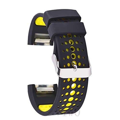 VIWO Charge2 Band,Fitbit Charge 2 Band Silicone Replacement Strap with Classic Buckle and Massage Tablets for Fitbit Charge 2 HR Wristband Heart Rate Fitness Tracker Small/Medium(Yellow)