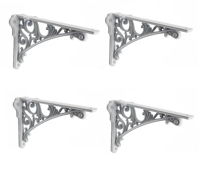 Decorative Shelf Bracket 12 inch White Brackets for Shelving Solid Heavy Duty Vintage DIY Projects Hardware Included 4 Pack Heavy-Duty Shelf-Brackets