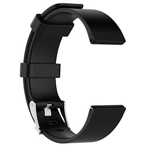 M@SKED® 22 mm Silicon Strap with adjustable Buckle for Fitbit Versa/Versa 2 / Versa Lite/Versa SE Smartwatch (Large, Black)