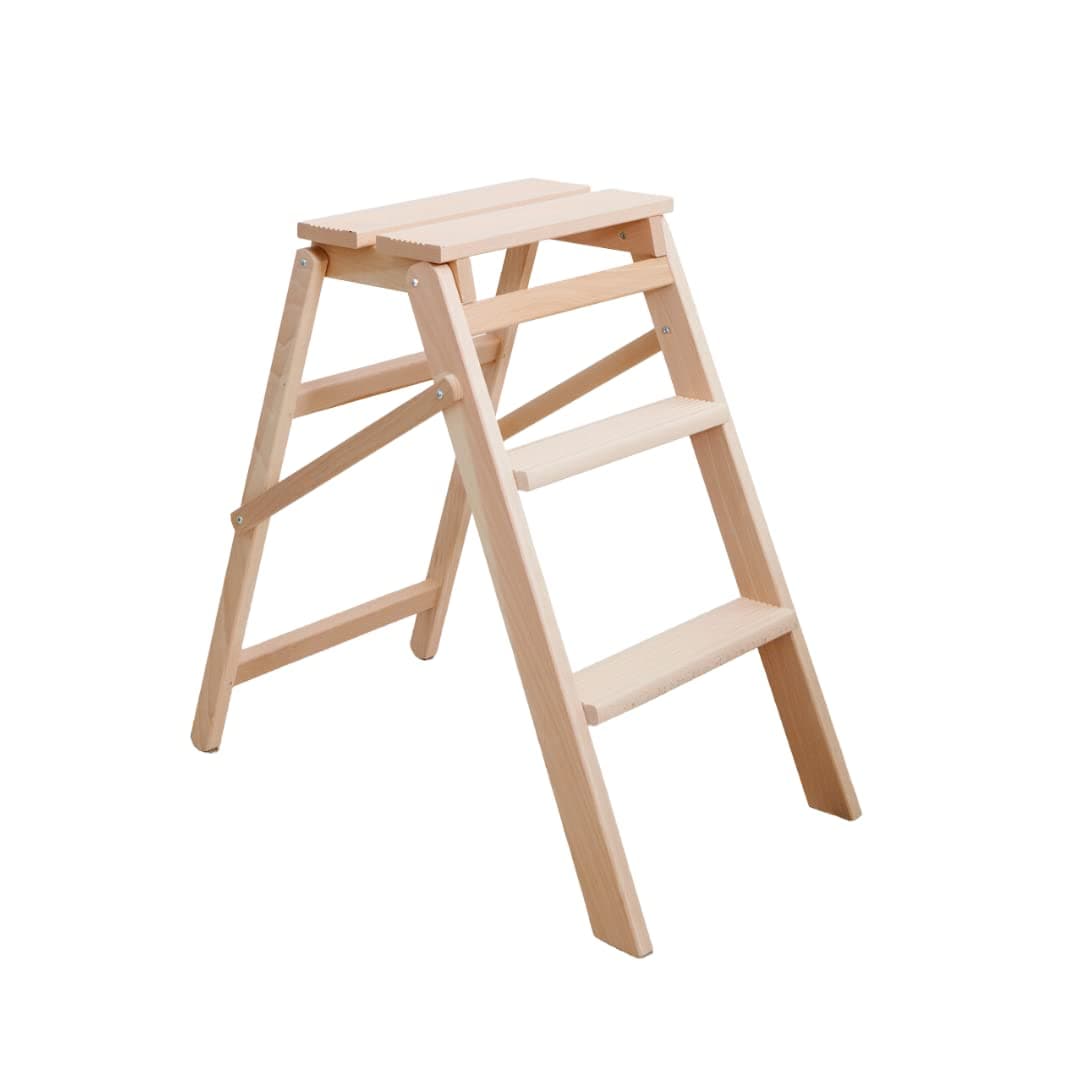 3-Step Ladder, Non-Slip, Beech Wood, Foldable, Load 150 kg