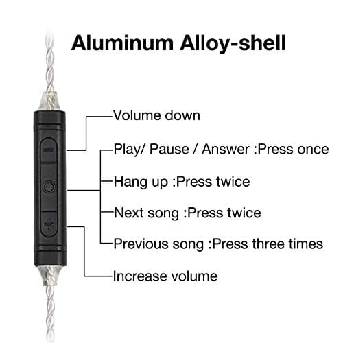 AIDERLOT 2 Pin Earphone Cable with mic Volume Control (iOS/Android Compatible),Silver Plated Copper Upgraded Cable for KZ ZSN ProAS10 ZST ZS10 ZS6 ZS7 CCA C10 TRN V80 X6,NF2u,IKKO(2PIN-0.78MM)…