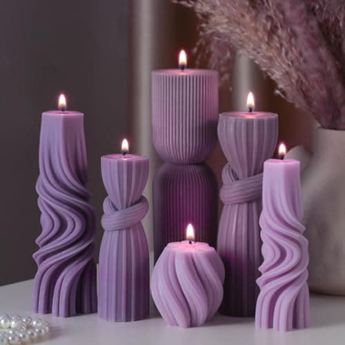 Purple Ribbed Candle