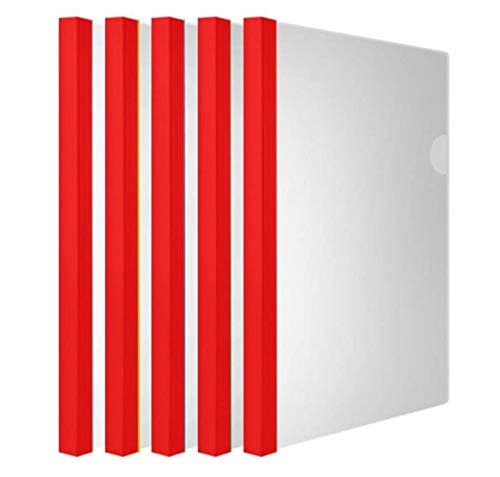 AKAHA Clear Report Covers with Solid Color 14mm Sliding Bar (18C, 100-sheet Capacity), Transparent Resume Presentation File Folders Organizer Binder, for Letter/A4 Size Paper, 10 Pcs, Solid Red