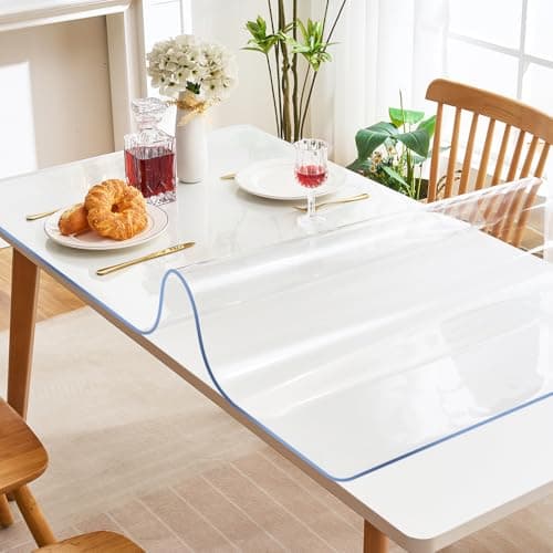 36x 72 Inch Clear Plastic Dining Table Protector Tablecloth Desk Pad Mat Countertop Cover Waterproof PVC Vinyl Rectangular Wooden Furniture Coffee Glass End Entryway Sofa Side Cabinet Top Protection