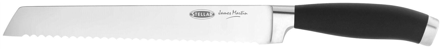 Stellar James Martin Bread Knife 21cm/8" Carbon Stainless Steel, Sharp Serrated Blade, Anti-Slip Handle