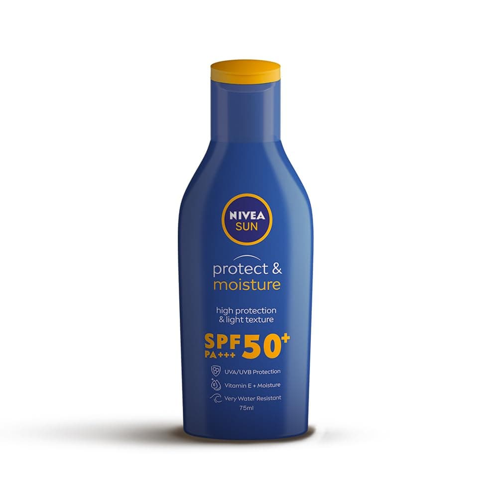 NIVEA Sun Protect and Moisture 75ml SPF 50 Advanced Sunscreen for Normal Instant Protection| PA+++ UVA - UVB Protection System| Vitamin E + Moisture| Very Water Resistant| For Unisex