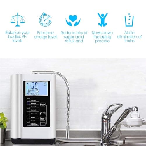 Water Ionizer,Aqua Ionizer,Water Purifier Machine PH 3.5-10.5 Alkaline Acid Water Machine,Up to -500mV ORP, 7 Water Settings/6000 Liters Per Filter/Auto-Cleaning/Intelligent Voice,White