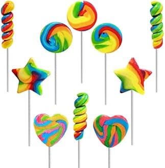 Fruidles Assorted Mini Rainbow Swirl Lollipops and Rings,Assorted Flavors, Great for Birthday Parties, Events, and Goody Bag Fillers, Party Favors, Individually Wrapped Sucker(50-Pack)