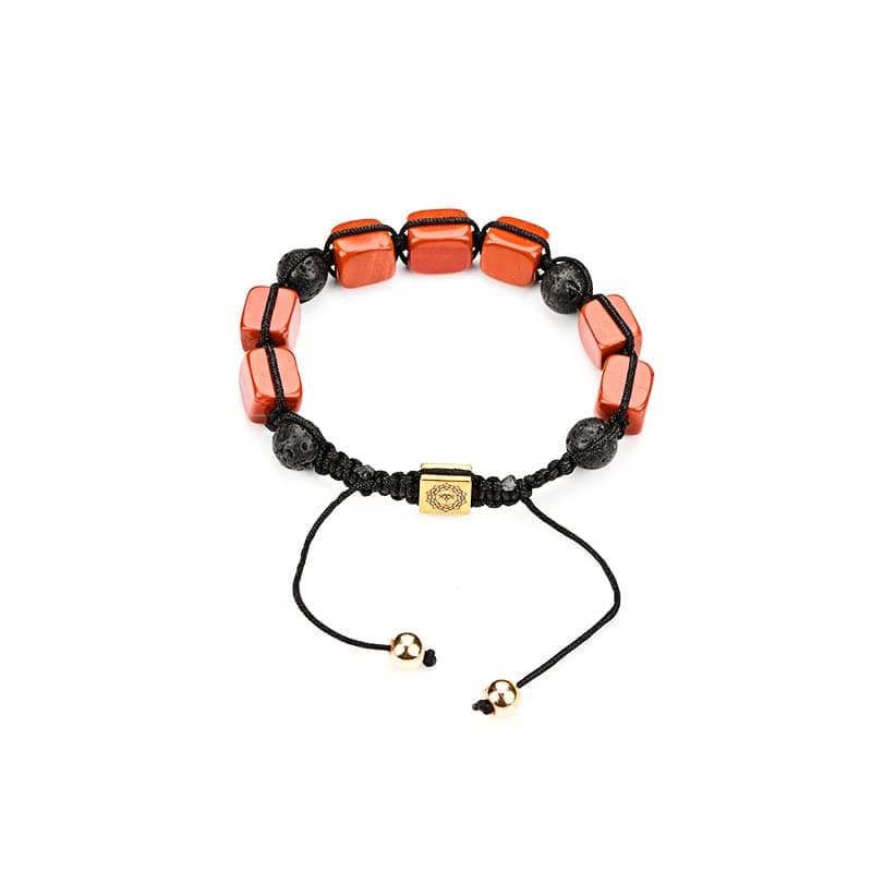 GenericHand Knot Red Aventurine Rectangular Bead Bracelet PB2239