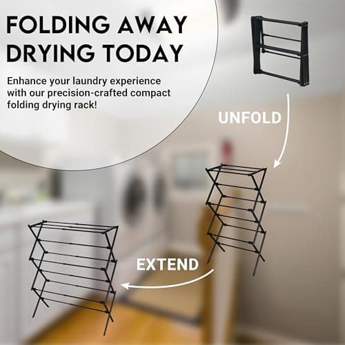 Clothes Drying Rack | Foldable Drying Rack Clothing for Laundry | Small Collapsible Portable Dryers for Laundry | Use for Indoor & Outdoor | Black 37.5"x29"x12"