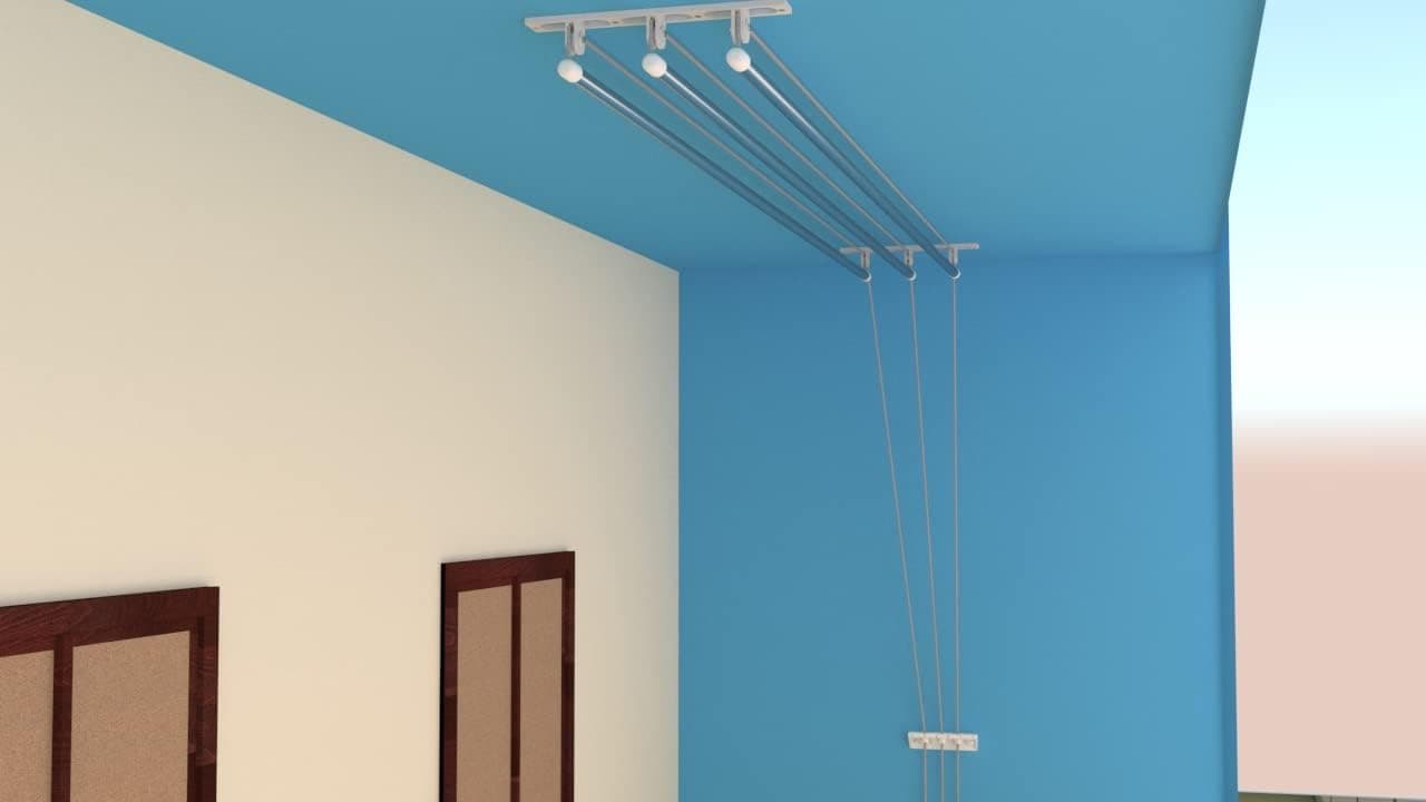 Ceiling Hanger Stainless Steel Rust Proof Ceiling Clothes Hanger/Rack Roof Mount Cloth Dryer with Individual Drop Down Railers 3 Lines (5 Feet)