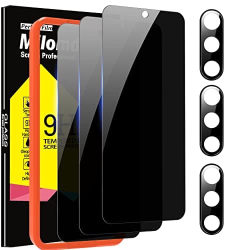 Milomdoi 4 Pack Privacy Screen Protector for iPhone 14 Pro XL with 3 Pack Camera Lens Protector,[True 25°Anti Spy] Tempered Glass Accessories