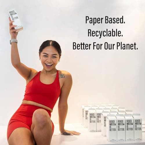 BOXED WATER IS BETTER 16.9 oz. (24 Pack) – Purified Drinking in 92% Plant- Based Boxes – 100% Recyclable, BPA-Free, Refillable/Reusable Cartons – More Sustainable than Plastic Bottled