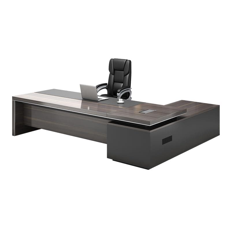 LITFAD Modern Office Computer Desk with Side Storage, CPU Stand and Cord Management, L-Shape Writing Desk Boss Table Home Office Furniture - 71" L x 63" W x 30" H