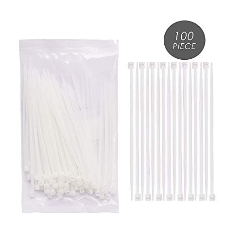 100 Piece Multi-Purpose Nylon Zip Ties - 4 Inch Self Locking Cable Ties, White