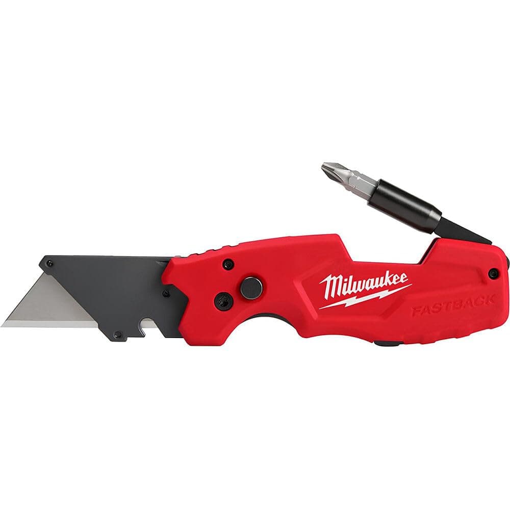 FASTBACK Compact Knife, and FASTBACK 6-in-1 Folding Utility Knives, w/Blade (knife 2pack) Red-black