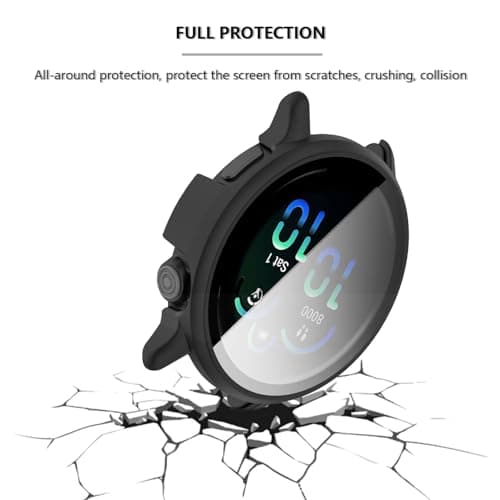 [2-Pack] Case with Tempered Glass Screen Protector Compatible with Garmin Vivoactive 6, Bumper Full Coverage Protective Hard Dull-Polish PC Cases Face Cover for Vivoactive 6