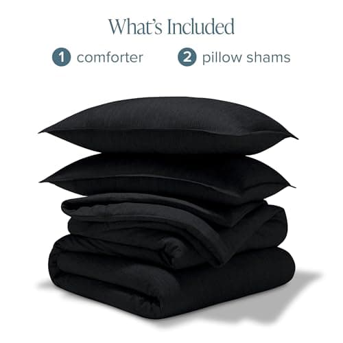 Bare Home Comforter Set - Full Size - Ultra-Soft - Goose Down Alternative - Premium 1800 Series - All Season Warmth Comforter (Full, Heathered Black)