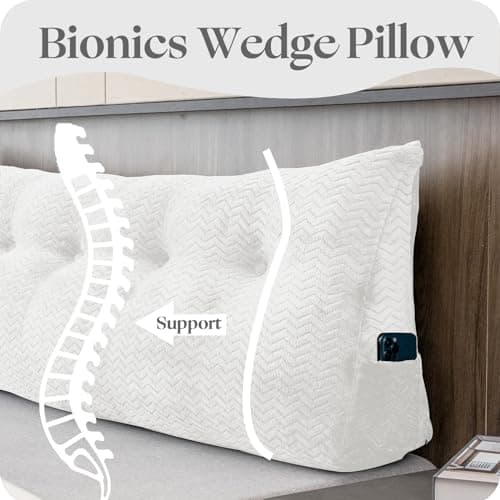 ZOEMO Large Bolster Triangular Headboard Wedge Backrest Positioning Support Bed Rest Reading Pillows Headboard Wedge Pillows for Day Bed with Removable Cover