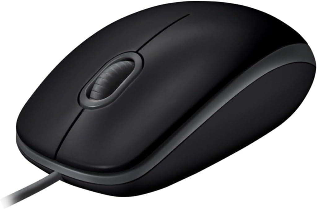 Logitech B110 Wired USB Mouse, Silent Buttons, Comfortable Full-Size Use Design, Ambidextrous PC / Mac / Laptop - Grey