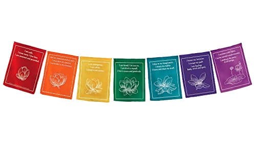 Handmade Rainbow Chakra Lotus Healing Prayer Flags