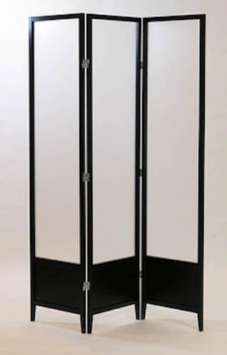 Legacy Decor 3 Panel Solid Wood Screen Room Dividers w/Translucent Inserts, Black Finish