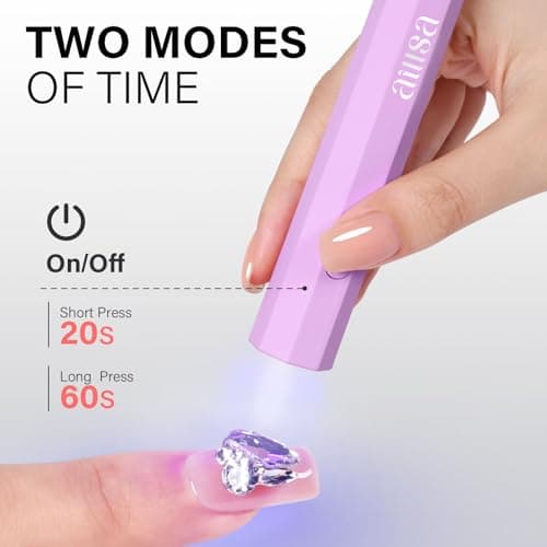 AILLSA Mini UV Light for Nails Handheld LED Nail Lamp Small Gel Nail Lamp Portable Fast Drying Cordless for Valentine's Day Gift (Purple)